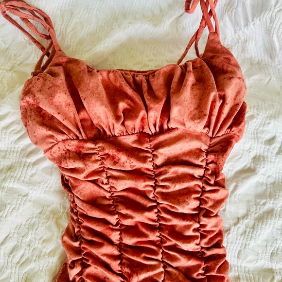 Fashion Nova Chelsea Coral Mineral Wash Mini Dress - Picture 13 of 14